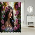 thumbnail image 2 of Black Shower Curtain, American Black Bath Curtain Rustic Garden Floral Bathroom Decor Afro-American Print Waterproof Curtain Afro Princess Themed Curtain,72" W x 84" L, 2 of 5
