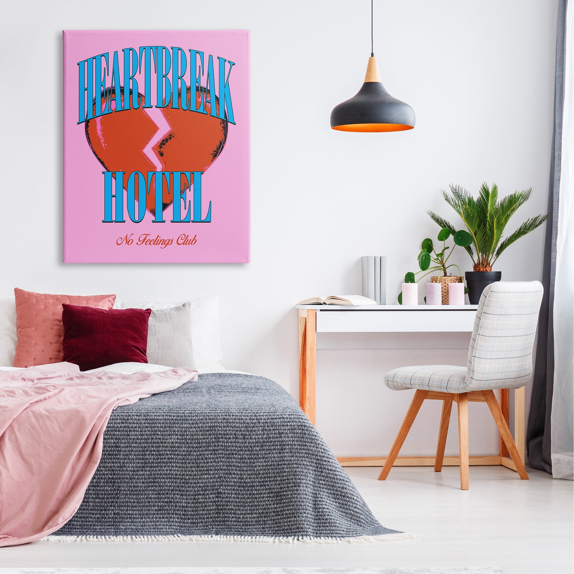 Stupell Industries Vintage Heartbreak Hotel Typography Painting Gallery Wrapped Canvas Art Print Wall Art, 36 x 48
