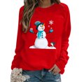 thumbnail image 1 of Fashnice Chandail Femme Col Rond T-shirt Manches Longues Chandail en Molleton de Noël Sport Rouge 2TG, 1 of 2