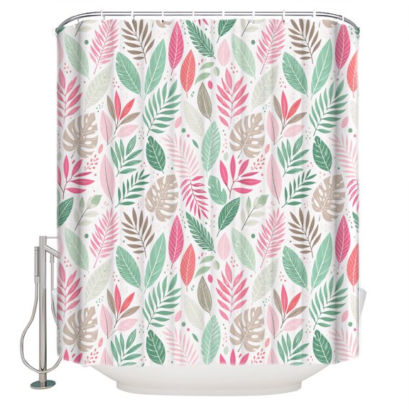 Tropical Plants Bathroom Shower Curtains with 12 Hooks Polyester Waterproof Shower Curtain for Stalls and Bathtubs Summer Botanical Jungle Palm Leaves Decorative Bathroom Privacy Curtain 72x78 Inches