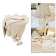 thumbnail image 5 of Throw Blanket, Knit Blanket With Tassels, Lightweight Decorative Throw Blanket Air Conditioning Blanket For Couch, Bed, Sofa, Beige 120x150cm, 5 of 8