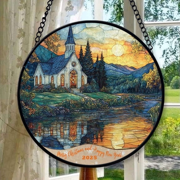 Church 10 Stained Glass Suncatcher Ornament, Holiday Tree Ornament, Gift for Mom, Love Day Home Decor, Festival Gift Ornament, Keepsake 2025