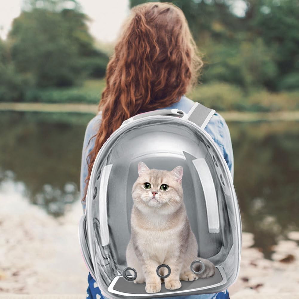 Cat Carrier Backpack, Pet Carrier Backpack for Small Medium Cat Puppy Dog Carrier Backpack Bag Space Capsule, Cat Travel Backpack for Outdoors Travel Hiking Walking Camping (Gray)