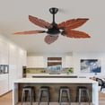 thumbnail image 2 of Pedestal Fan, 52 Inch Tropical Ceiling Fan (No Light), Palm Leaf Indoor/Outdoor Ceiling Fan for Patio & Living Room, Reversible Fan, Black Bronze, Black + Dark Walnut Tower Fan,Wood+Metal Desk Fan, 2 of 6