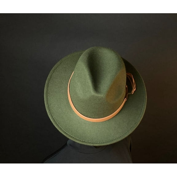 Army Green Male Fedora Hat (short brim)