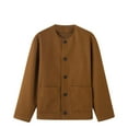 thumbnail image 6 of BLTIBY Jacket for Men Fall Winter Solid Color Button Down Fashion Long Sleeve Leisure Outerwear Coat Jackets Tops Casual Outwear Brown S, 6 of 8