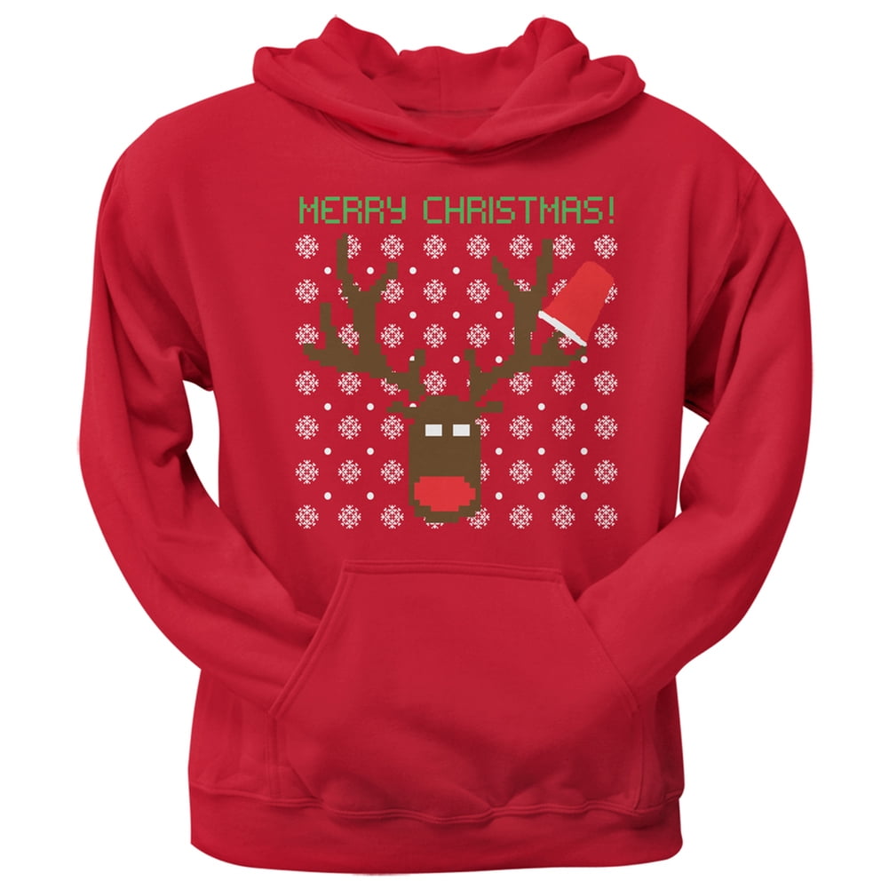 Old Glory Party Deer Ugly Christmas Sweater Black Adult Crew Neck Sweatshirt