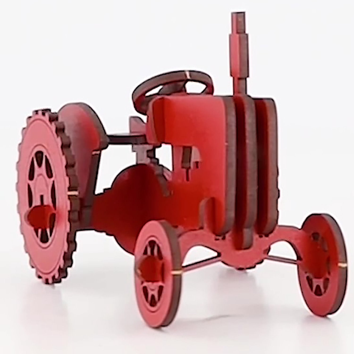 Little & Wood: Woodlet: Medium - Tractor - Red, 3D Wooden Kit-Set, Farm Vehicle Puzzle, Easy Assembly, Pop Build Fun, 100% Sustainably Sourced, Age 6+