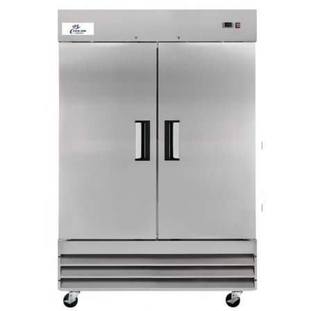 Commercial Reach in Refrigerator, 54" x 32.5" x 82.5", 47 Cubic Ft, Double Door Stainless Steel Fridge, for Restaurant