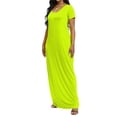 thumbnail image 2 of Plus Size Casual Dress, Women's Plus Solid V Neck A-Line Short Sleeve Side Pocket Maxi T-shirt Dress, 2 of 13