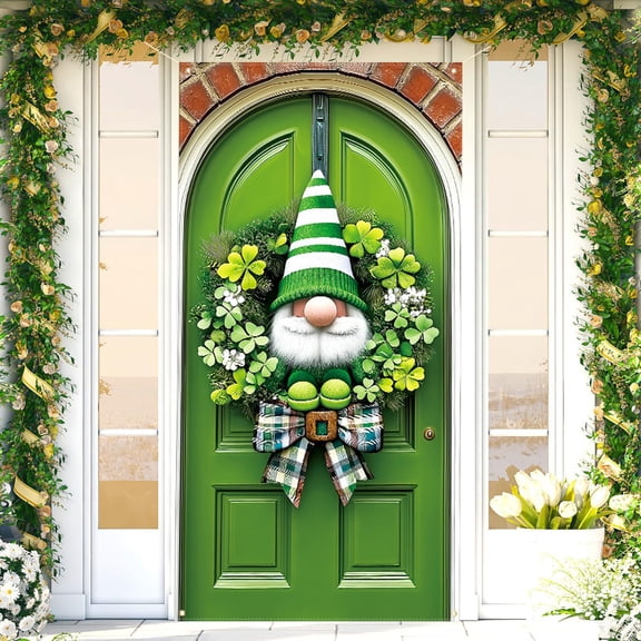 YMARPT St. Patrick's Day Door Cover, Happy St. Patrick's Day Banner Decorations, St. Patrick's Theme Party Photo Background Party Supplies Decorations, 3x6Ft