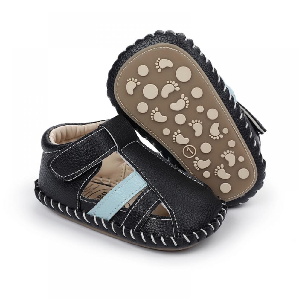 Newborn Baby Boy Crib Shoes Sandals, Cute little Footprint Rubber Sole