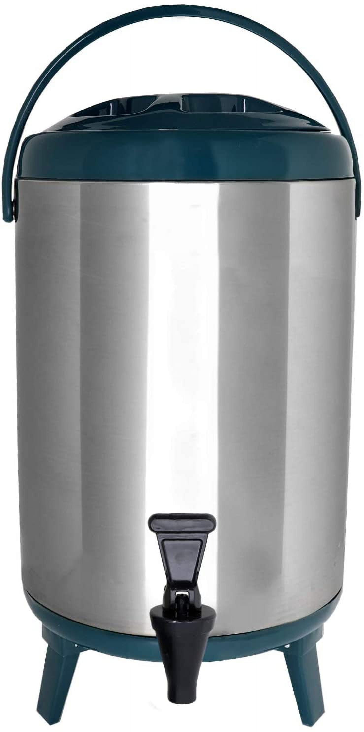TONGTONGFA 12L Insulated Beverage Dispenser - Stainless Steel Hot/Cold Drink Dispenser With Thermometer & Tripod, Black