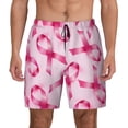 thumbnail image 3 of Uemuo Breast Cancer Ribbons Awareness Pattern Mens Swim Trunks Quick Dry Board Shorts with Mesh Lining, Stretch Beach Shorts Quick Dry No-Chafing Board Shorts-, 3 of 9