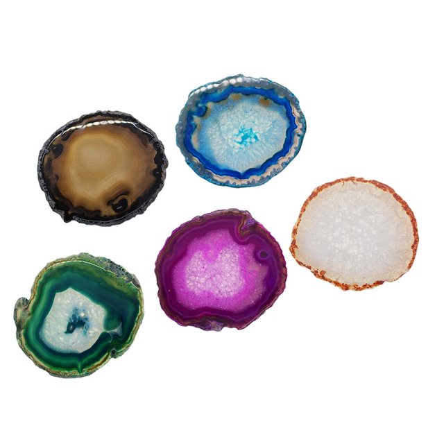 Rebanadas de ágata Colgante, Rebanadas de ágata de cristal, Piedra de ágata, Cristal de cuarzo, Joyas, Colgantes, Collares, Encantos, Decoración para el hogar Estera de la taza