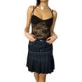 thumbnail image 3 of Women Sexy Sheer Lace Patchwork Camisole Y2K V Neck Low Cut Backless Spaghetti Straps Camis Tank Crop Tops Summer Streetwear, 3 of 8