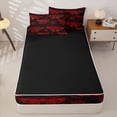 thumbnail image 4 of Homewish Gothic Moth Skull Zipper Full Size Comforter Sets with Fitted Sheet and 2 Pillowcases,Death Halloween Zipper Bedding Set,Red Black,Black Reversible,4pcs, 4 of 8