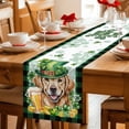 thumbnail image 5 of St Patricks Day Table Runner - 90 Inch Long Modern Watercolor Dogs Green Shamrock Cotton and Linen Blended Dress Scarves Farmhouse Table Runner for Kitchen Dining, Coffee Table, 13" x 90", 5 of 8