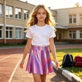 thumbnail image 2 of Girls Houndstooth Sequin Skirt Dance Dress, Elastic Waist Shiny Flared Skater Skort Kids Performance for Back to School Daily Party(Hot Pink,XL), 2 of 5