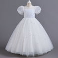 thumbnail image 4 of NIEWTR Robe en Dentelle Crochetée pour Bébé Fille, Robe de Demoiselle d'Honneur Formelle pour Mariage (Blanc, 8-9 Ans), 4 of 6