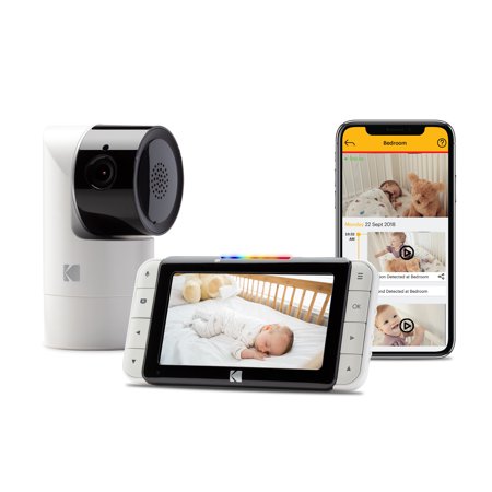 KODAK Cherish C525 Video Baby Monitor and Mobile App - Remote Tilt, Pan and Zoom, HD Baby Camera, 5” HD Parent Unit, Infrared Night Vision, Camera Battery for Wireless, Long Range and 2-Way Talk