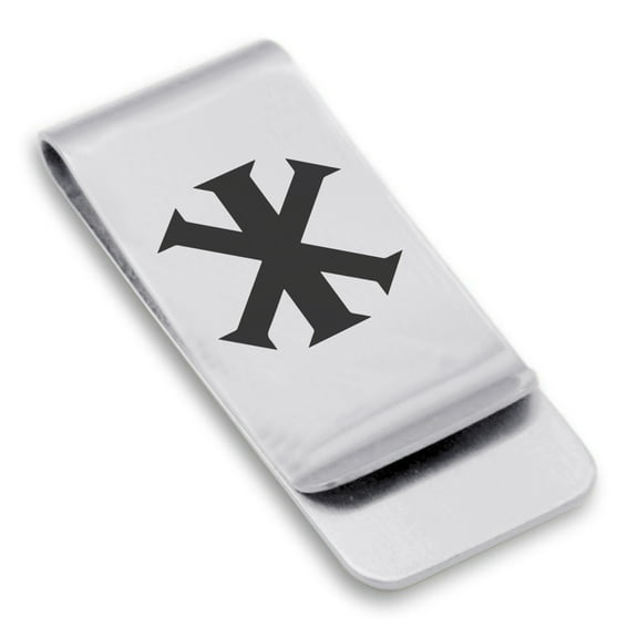 Stainless Steel Religious IX Monogram Classic Slim Money Clip Credit Card Holder