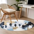 thumbnail image 4 of Round Rugs 4Ft, Modern Canvas Round Area Rug Washable Indoor Throw Carpet, Abstract Oil Painting Art Soft Non Slip Circle Rug for Kitchen Nursery Room Home Decor Aesthetic, 4 of 8