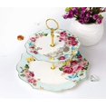 thumbnail image 4 of Soporte elegante para tartas de porcelana con flores, soporte para cupcakes, bandeja para servir pastelería, soporte de torre para cupcakes escalonados, soporte de postre, 4 of 7