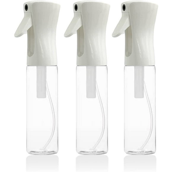 Continuous Mist Spray Bottle 10oz/300ml/Clear, Hair Sprayer Water Bottle, Empty Spray Bottle with Ultra Fine Mist for Hair Styling, Plants, Cleaning, Misting & Skin Care, BPA Free, Pack of 3