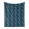 thumbnail image 1 of Flower Soft Flannel Fleece Throw Blanket, Modernistic Abstract Floral Pattern with Aqua Color Palette Rose Petals Bloom, Cozy Plush for Indoor and Outdoor Use, 50" x 70", Multicolor, by Ambesonne, 1 of 5