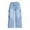 Blue, variant on OYYN Girls Jeans High Waist Cargo Jeans Light Wash Wide Leg Denim Pants with Multi Pockets 7-14 Y