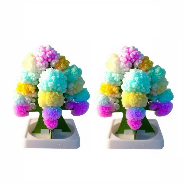 2 Pack Magic Crystal Growing Tree Paper Flowering Toy Colorful Christmas Tree Science Experiment Kit With 10Ml Solution