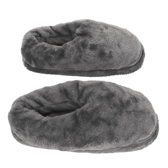 Electric Heating Shoes, USB Zipper Plush Soft Inside Heating Shoes Slip Resistance For Indoor Grey,Brown