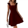 thumbnail image 2 of Vestido Corto con Lazo y Espalda Descubierta para Mujer, Modelos de Verano, Vestidos Halter, Vestidos de Fiesta Vino Tinto M, 2 of 8