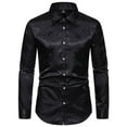 thumbnail image 1 of Camisas Para Hombre XXL Camisa de manga larga con cuello de solapa y corte entallado de jacquard informal a la moda para hombre (Black, XL), 1 of 6
