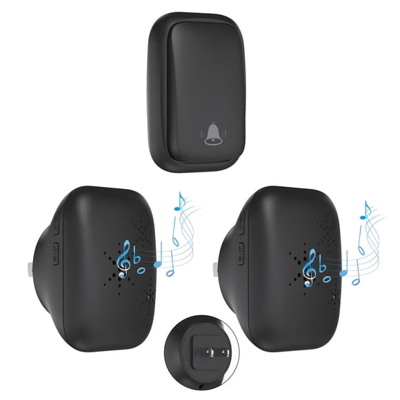 Cerhot Timbre inalámbrico autoalimentado con enchufe estadounidense, sin batería, distancia de 100 m, 38 canciones, botón de timbre para puerta, timbre para exteriores, inalámbrico, resistente al agua