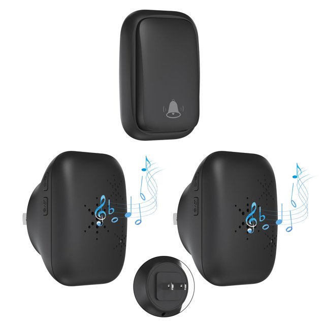 Cerhot Timbre inalámbrico autoalimentado con enchufe estadounidense, sin batería, distancia de 100 m, 38 canciones, botón de timbre para puerta, timbre para exteriores, inalámbrico, resistente al agua