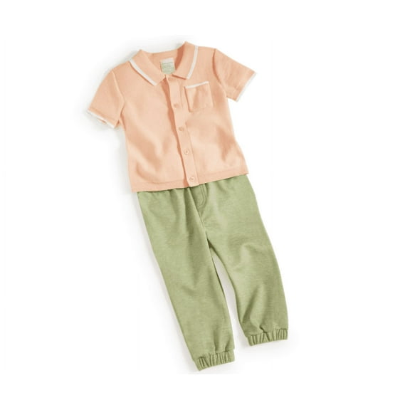 First Impressions Baby Boys Sweater Polo and Pants, 2 Piece Set,  Peach Pearl