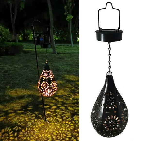 Sunjoy Tech Outdoor Lantern IP44 Waterproof Light-control Hollowed-out Iron Art Solar Powered Decorative Projection Light Lamp for Yard