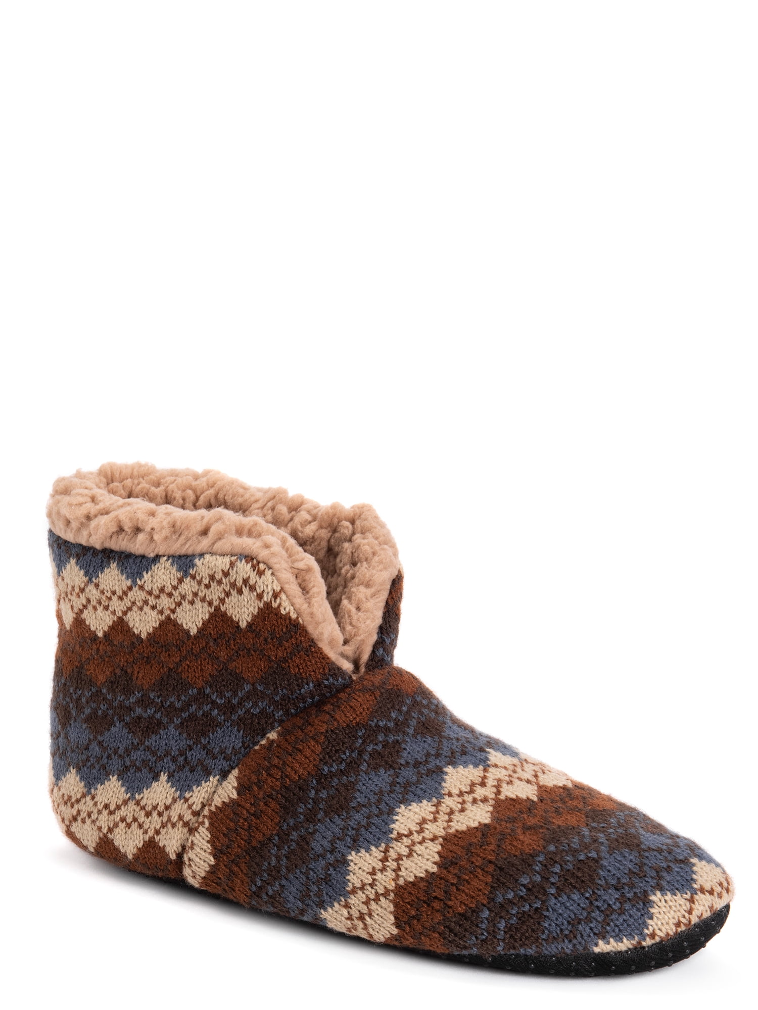 muk luks men's nordic knit bootie slipper socks