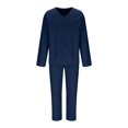 thumbnail image 6 of cllios Men's Summer Outfits 2 Piece Cotton Sets Baggy Long Sleeve V Neck Pullover Tops and Elastic Waisted Pants Sets Summer Lounge Suit, 6 of 7