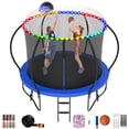 thumbnail image 1 of Jump Into Fun Trampoline 10FT, 1000LBS Trampoline for Kids and Adults with Enclosure, Basketball Hoop, Wind Stakes, LED light, Sprinkler and Socks, Outdoor Galvanized Full Spray Round Trampoline, 1 of 7