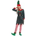 thumbnail image 4 of vastwit Womens Christmas Elf Suit Bells Sequins Dress with Hat Shoes Belt and Stockings Olive Green XXL, 4 of 6