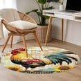 thumbnail image 4 of Vintage Rooster Round Area Rug 3.3 FT, Non Slip Small Entryway Kitchen Mat, Pastoral Floral Watercolor Animals Washable Soft Circular Rug Non-Shedding Door Mat for Bathroom Playroom Kids Room, 4 of 9
