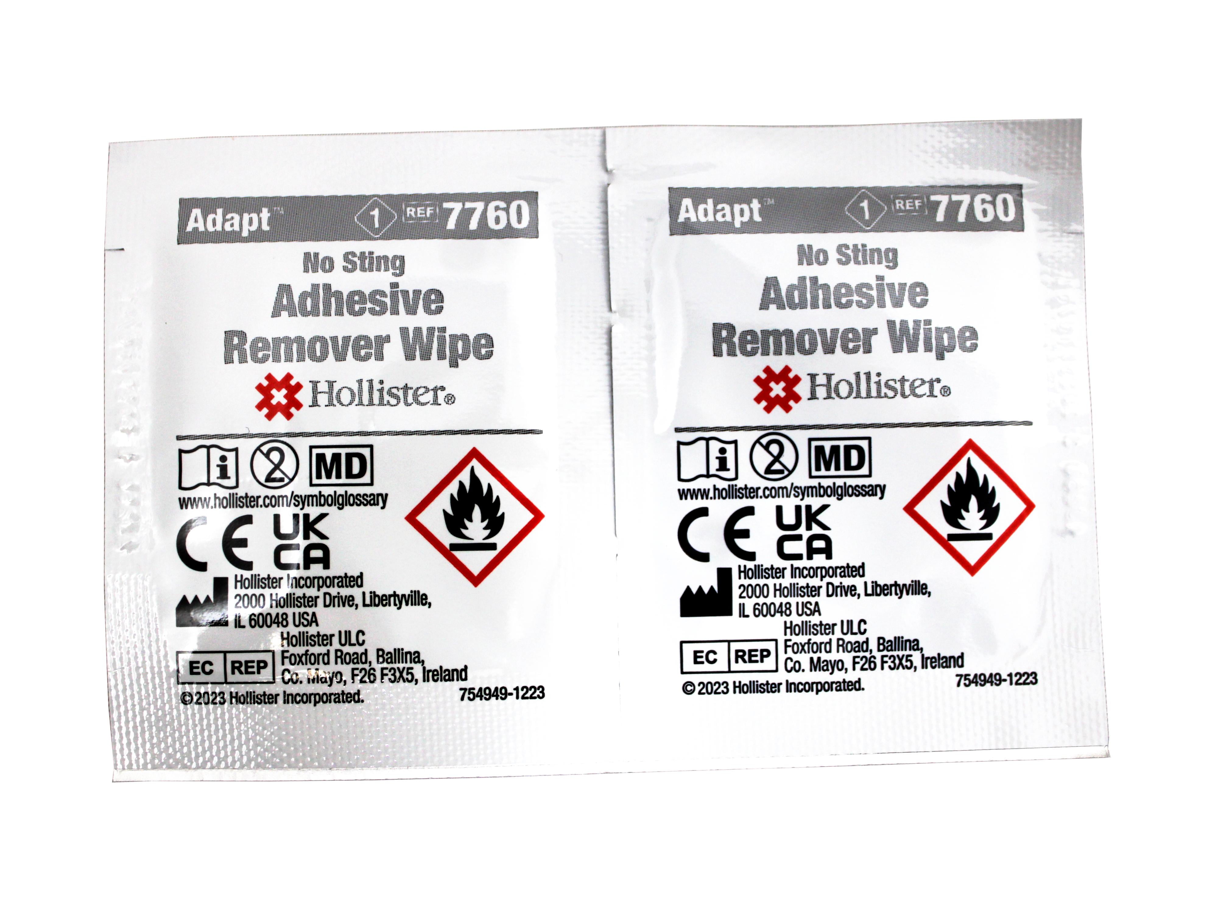 Hollister Adapt Adhesive Remover Wipes, 7760, 50 Count - 2 Pack