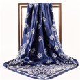 thumbnail image 4 of Prolriy Silk Scarf for Women Hair Womens Spring Summer Prints Satin Cashew Flower Prints Square Scarf Bandanas for Women Navy, 4 of 5