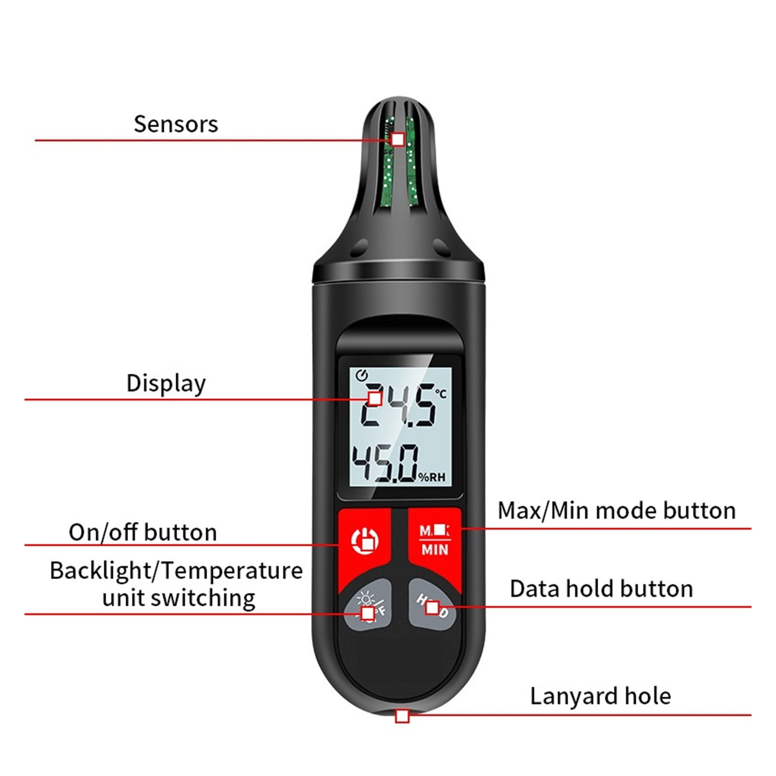 Digital Temperature Humidity Meter Thermometer Measurement Hygrothermograph Handle Type Hygrometer ,Fast Response