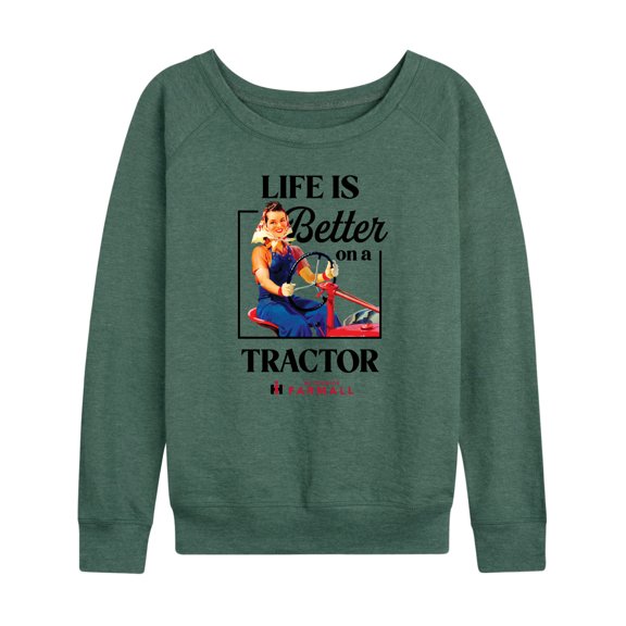 Instant Message - Life Is Better On A Tractor - Country Girl Casuals - Women's Lightweight French Terry Long Sleeve Shirt