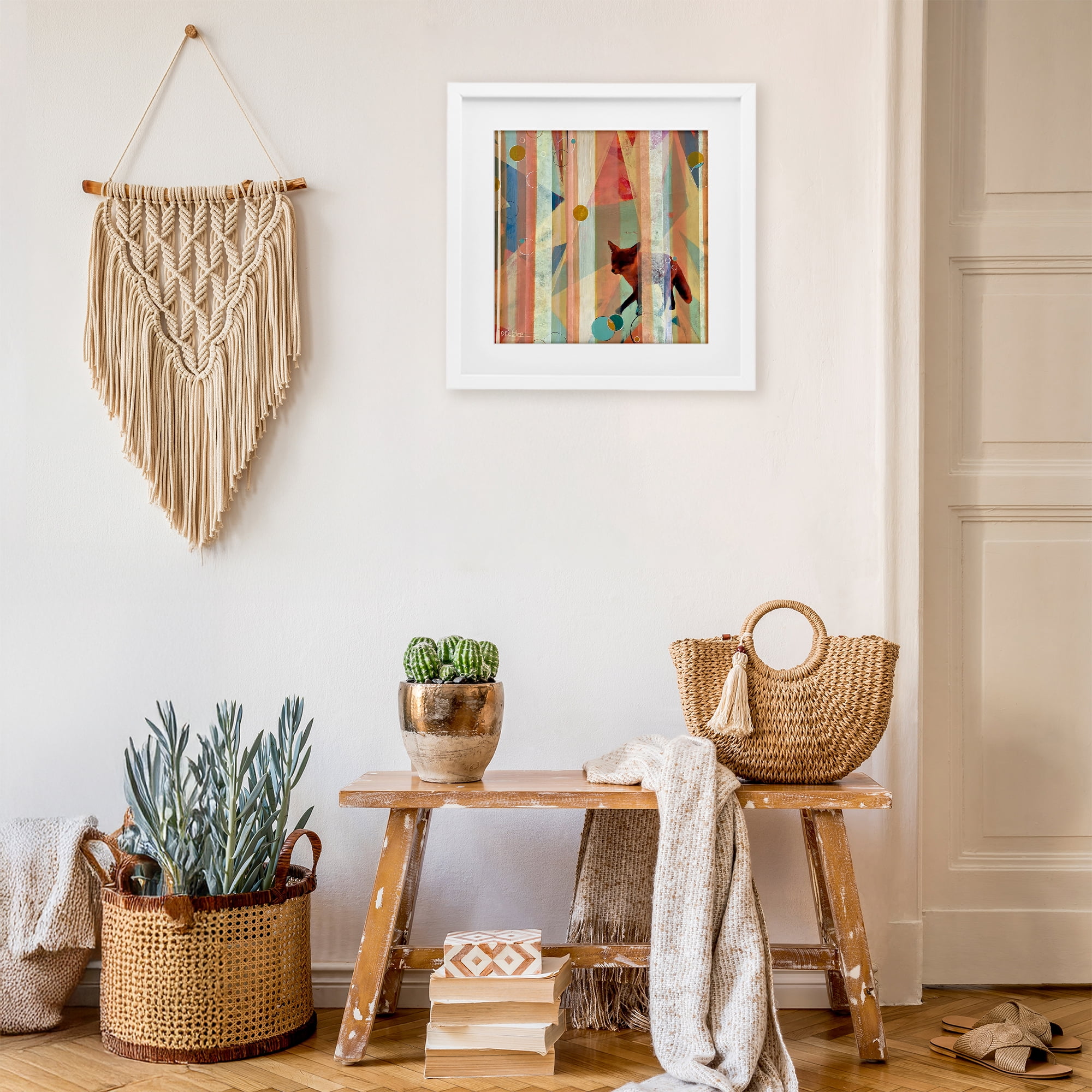 Stupell Industries Making My Move Fox White Framed Print Under Glass, design by Dianna Fritzler