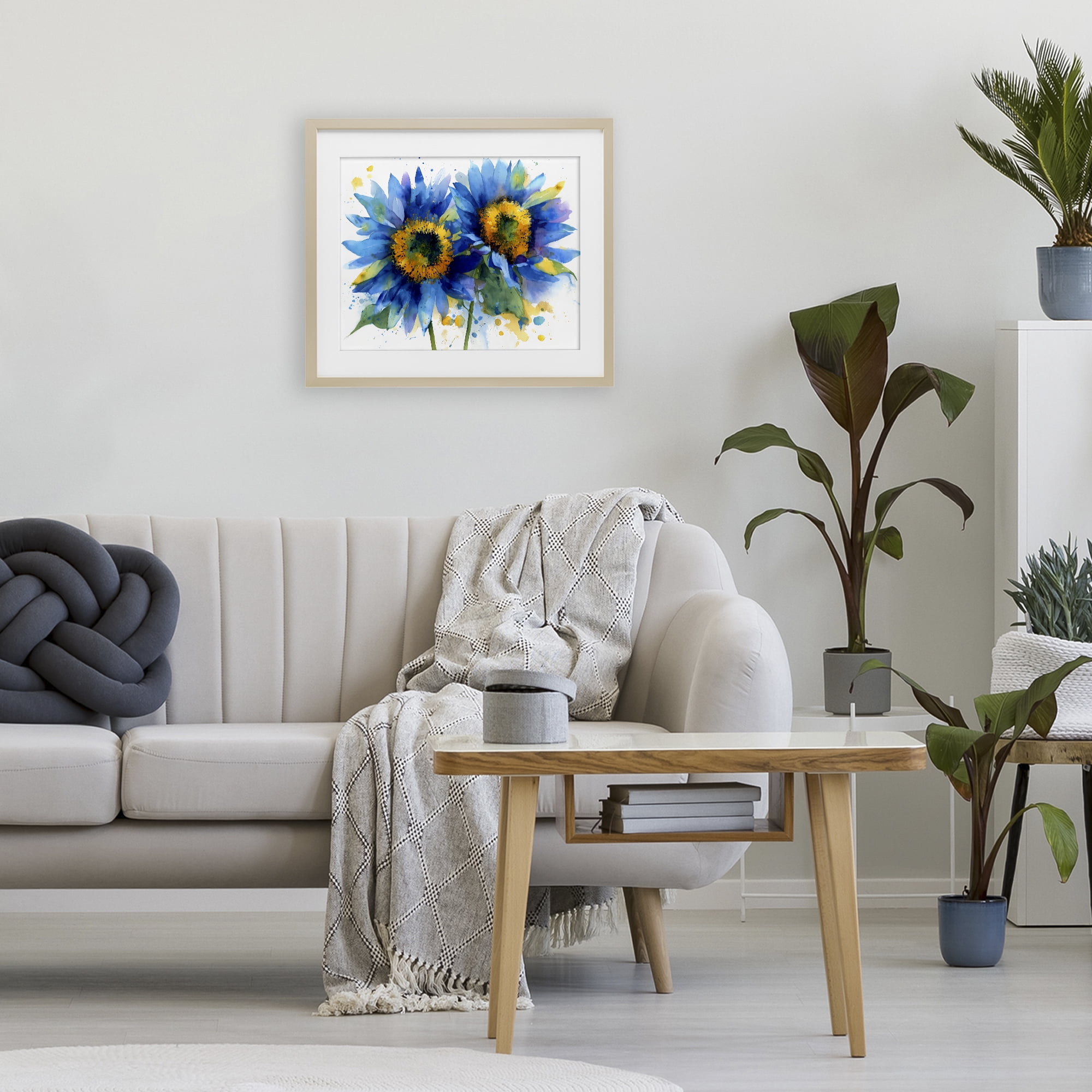 Stupell Industries Blue Sunflowers Bouquet Birch Framed Print Under Glass, design by Franklyn Gregory